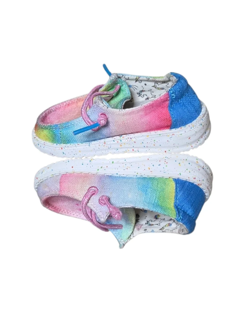 Hey Dude Kids Tie-Dye Canvas Moccasins with Pink Laces